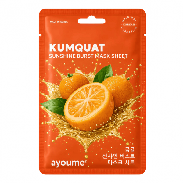 Ayoume Выравнивающая тканевая маска для лица с экстрактом кумквата Fruit Kumquat Sunshine Burst Mask Sheet (23 мл)