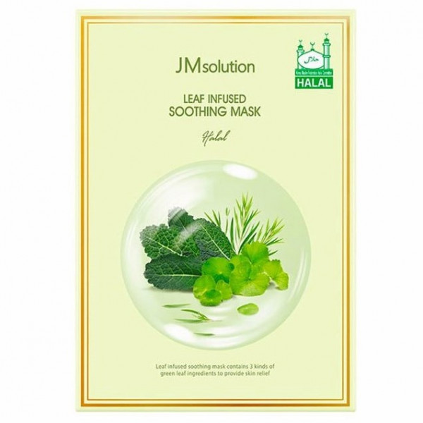 JMsolution Успокаивающая тканевая маска для лица на основе зеленых листьев Leaf Infused Soothing Mask Halal (30 мл)