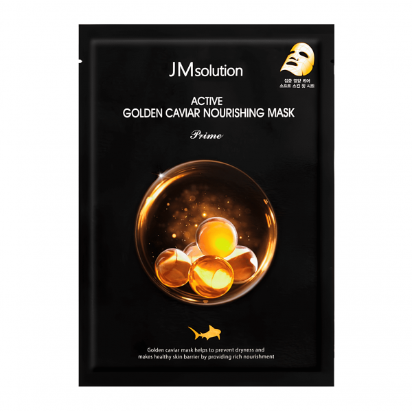 JMsolution Ультратонкая тканевая лифтинг-маска для лица с золотом и икрой Active Golden Caviar Nourishing Mask Prime (30 мл)