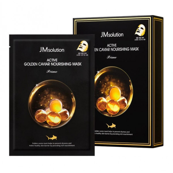 JMsolution Ультратонкая тканевая лифтинг-маска для лица с золотом и икрой Active Golden Caviar Nourishing Mask Prime (30 мл)