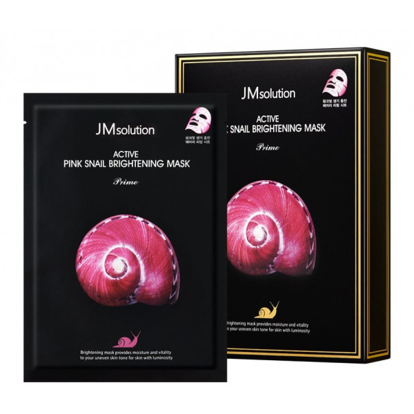 JMsolution Ультратонкая тканевая маска для лица с муцином улитки Active Pink Snail Brightening Mask Prime (30 мл)