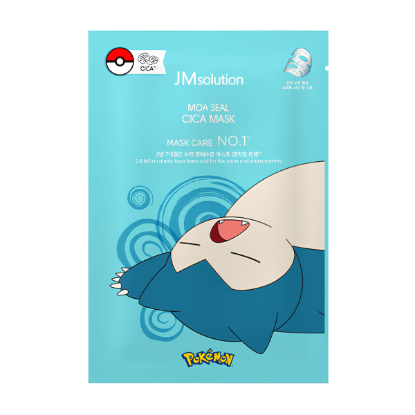 JMsolution Успокаивающая тканевая маска для лица с центеллой и BHA-кислотой Moa Seal Cica Mask Pokemon (28 мл)
