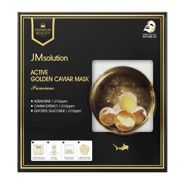 JMsolution Премиальная тканевая маска для лица с золотом и экстрактом икры Active Golden Caviar Mask Premium (33 мл)