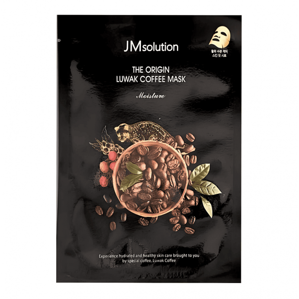 JMsolution Тонизирующая тканевая маска для лица с кофеином и копи-лувак The Origin Luwak Coffee Mask (30 мл)