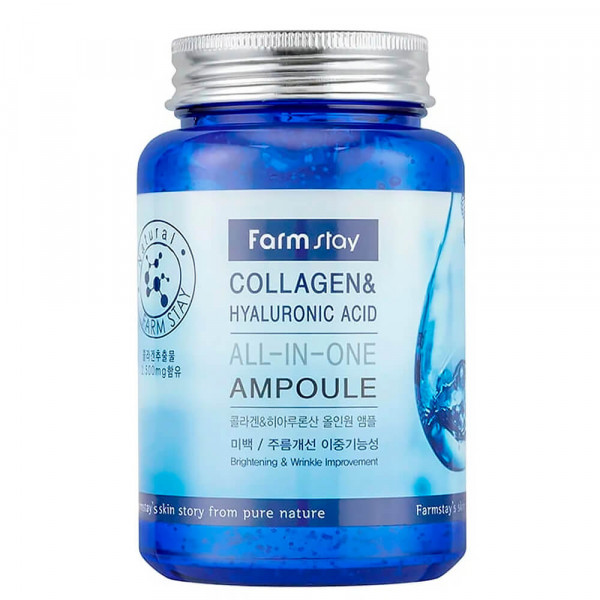 Farm Stay Ампульная сыворотка для лица с гиалуроновой кислотой и коллагеном All In One Collagen and Hyaluronic Ampoule (250 мл)