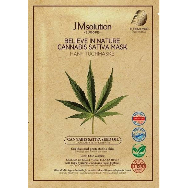 JMsolution Успокаивающая маска с маслом семян конопли Believe in Nature Cannabis Sativa Seed Oil Mask (30 мл)
