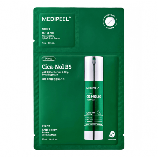 MEDIPEEL⁺ Двухступенчатая тканевая маска для лица с комплексом центеллы и спикулами Phyto Cica-Nol 3000 Shot Serum 2 Step Mask (25 мл)
