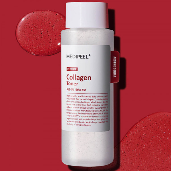 MEDIPEEL⁺ Успокаивающий тонер для лица с коллагеном и пептидами Red Lacto Collagen Soothing Essence Toner (200 мл)
