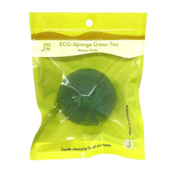 J:ON Очищающий спонж конняку с зеленым чаем ECO-Sponge Green Tea (1 шт)