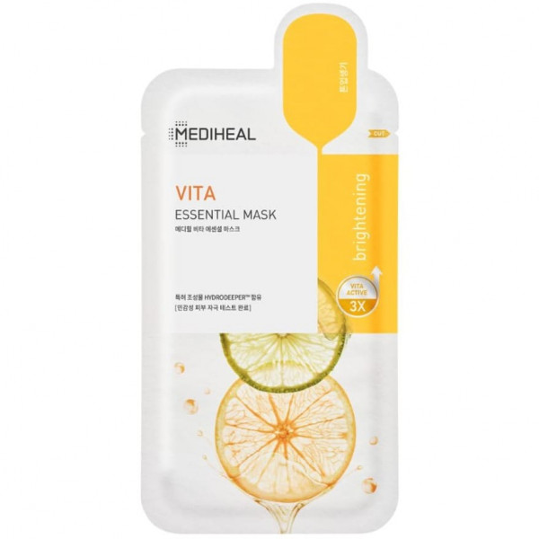 MEDIHEAL Осветляющая витаминная тканевая маска для лица Vita Essential Mask (24 мл)