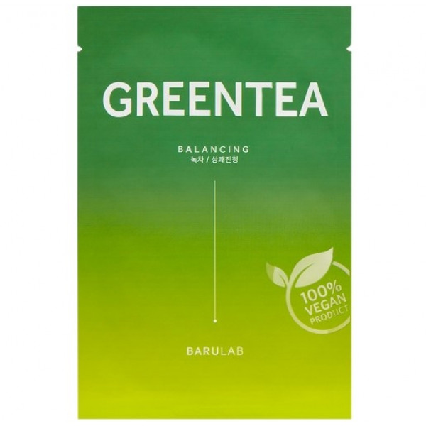 BARULAB Тканевая маска для лица с зеленым чаем The Clean Vegan Green Tea Mask (23 г)