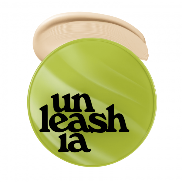 UNLEASHIA Стойкий полуматовый кушон для лица с сатиновым финишем №21"Светло-бежевый" Healthy Green Cushion SPF30 PA++ (15 г)