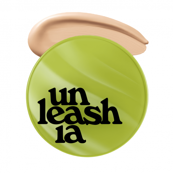 UNLEASHIA Стойкий полуматовый кушон для лица с сатиновым финишем №23 "Бежево-персиковый" Healthy Green Cushion SPF30 PA++ (15 г)