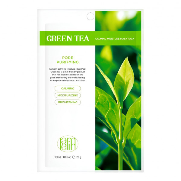 Lamelin Успокаивающая тканевая маска для лица с экстрактом зеленого чая Calming Moisture Mask Pack Green Tea (23 г)