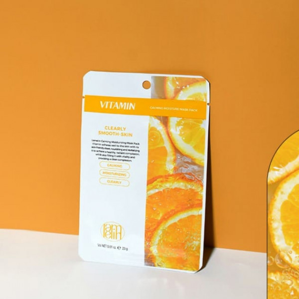 Lamelin Осветляющая тканевая маска для лица с витаминным комплексом Calming Moisture Mask Pack Vitamin (23 г)