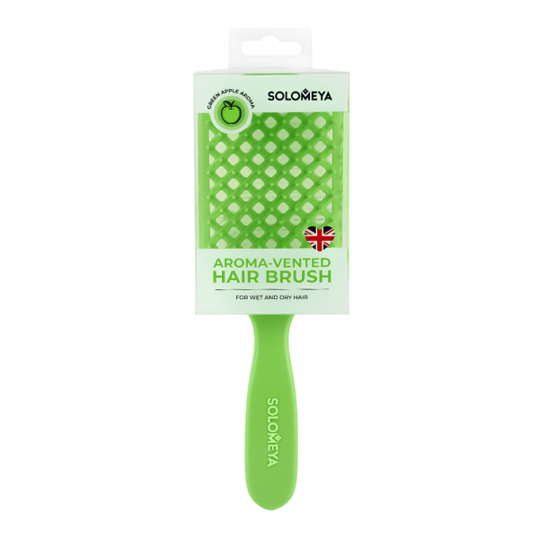 SOLOMEYA Вентилируемая расческа для волос с ароматом зеленого яблока Aroma-Vented Hair Brush Green Apple (1 шт)