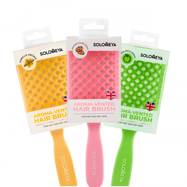 SOLOMEYA Вентилируемая расческа для волос с ароматом ванили Aroma-Vented Hair Brush Vanilla (1 шт)