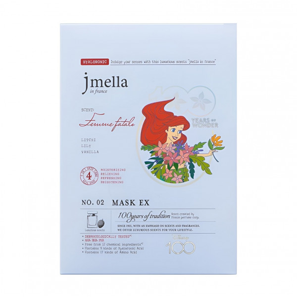 JMsolution Увлажняющая парфюмированная тканевая маска для лица с ароматом личи, лилии и ванили Jmella Disney Daily Mask EX Femme Fatale (30 мл)