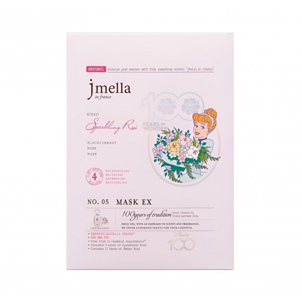 JMsolution Антивозрастная парфюмированная тканевая маска для лица с ароматом розы и мускуса Jmella Disney Daily Mask EX Sparkling Rose (30 мл)
