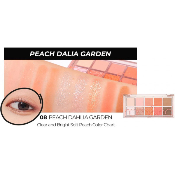 Rom&Nd Палетка теней для век "Сад персиковых георгинов" Better Than Palette 08. Peach Dahlia Garden (7,5 г)
