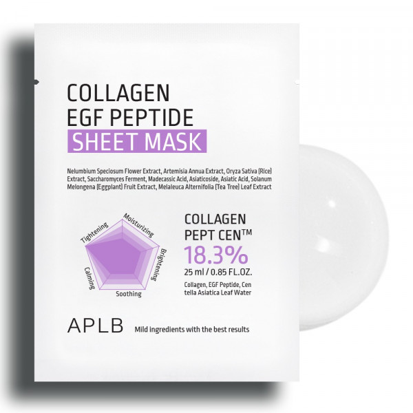 APLB Восстанавливающая тканевая маска для лица с коллагеном и пептидами Collagen EGF Peptide Sheet Mask (25 мл)