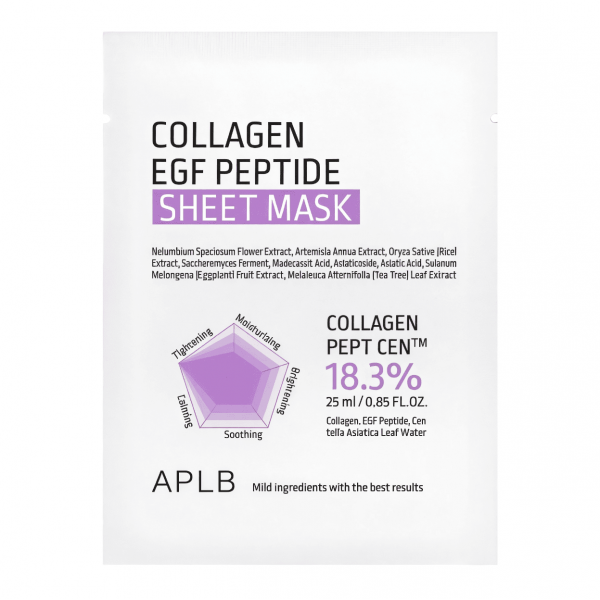 APLB Восстанавливающая тканевая маска для лица с коллагеном и пептидами Collagen EGF Peptide Sheet Mask (25 мл)