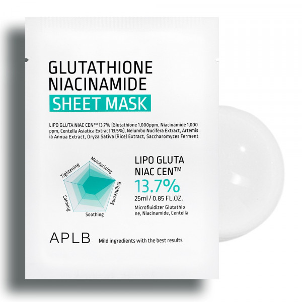 APLB Тканевая маска для упругости кожи лица с глутатионом и ниацинамидом Glutathione Niacinamide Sheet Mask (25 мл)