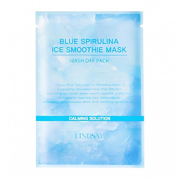 LINDSAY Тонизирующая смываемая маска-смузи для лица с голубой спирулиной Blue Spirulina Ice Smothie Mask Wash Off Pack (1 г)