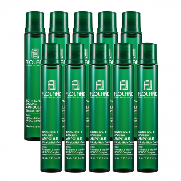 FLOLAND Охлаждающий филлер для волос и кожи головы с биотином Biotin Scalp Cooling Ampoule (13 мл)
