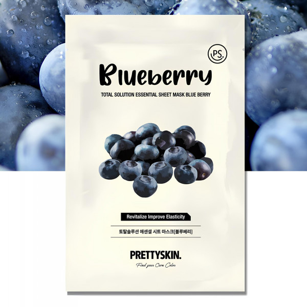 PRETTYSKIN Антиоксидантная тканевая маска для лица с экстрактом черники Mask Sheet Total Solution Essential Blueberry (23 г)