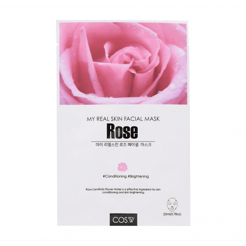 COS.W Смягчающая тканевая маска для лица с экстрактом розы My Real Skin Facial Mask Rose (23 мл)