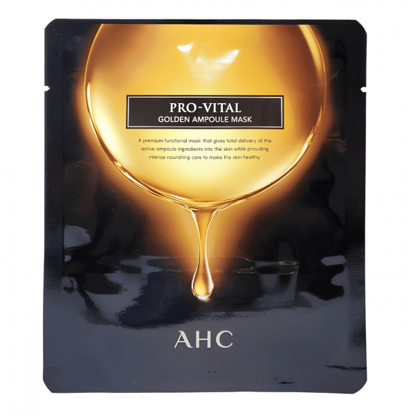 AHC Антивозрастная тканевая маска для лица с комплексом пептидов и золотом Pro-Vital Golden Ampoule Mask (25 мл)