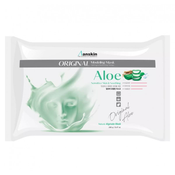 Anskin Успокаивающая альгинатная маска для лица с экстрактом алоэ Aloe Modeling Mask (240 г)