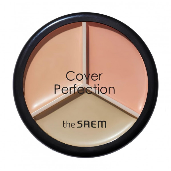 The Saem Палетка кремовых корректоров для лица "Бежевый контуринг" Cover Perfection Triple Pot Concealer 02. Contour Beige (13,5 г)