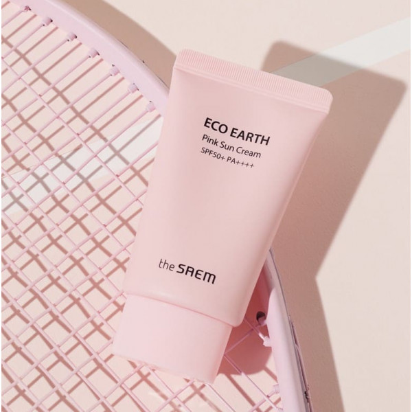 The Saem Солнцезащитный крем для чувствительной кожи лица с каламином Eco Earth Pink Sun Cream (50 г)