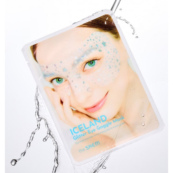 The Saem Увлажняющая тканевая маска с глиттером для кожи вокруг глаз Iceland Glitter Eye Goggle Mask (10 мл)