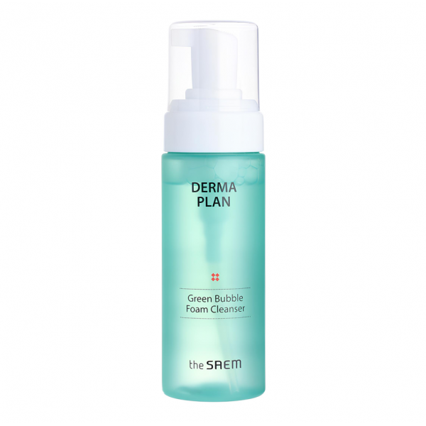 The Saem Успокаивающая пенка для умывания с растительными экстрактами Derma Plan Green Bubble Foam Cleanser (150 мл)