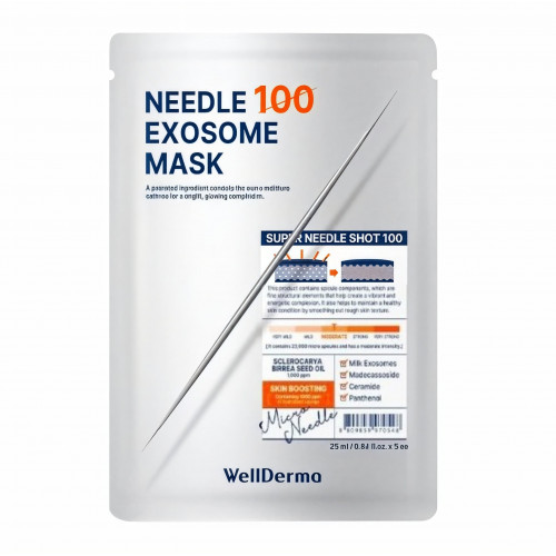 WellDerma Успокаивающая тканевая маска для лица с игольчатыми экзосомами Needle 100 Exosome Mask (25 мл)