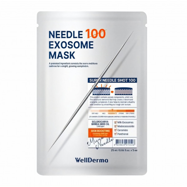 WellDerma Успокаивающая тканевая маска для лица с игольчатыми экзосомами Needle 100 Exosome Mask (25 мл)