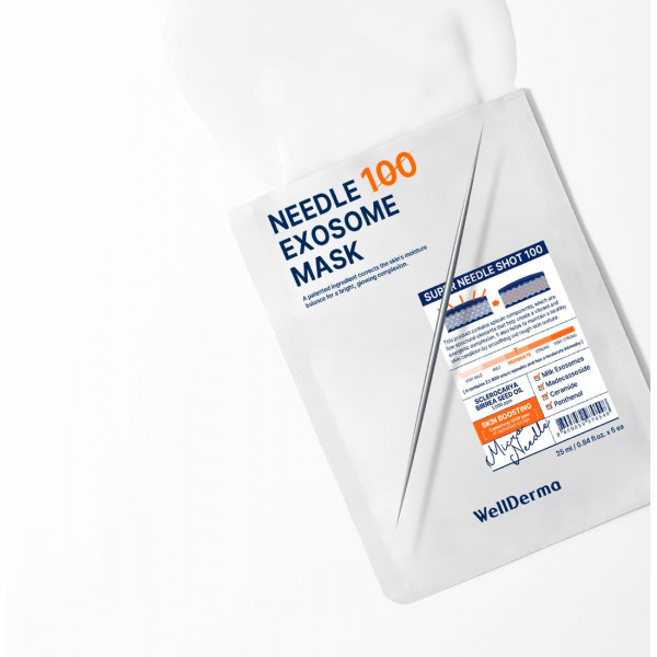 WellDerma Успокаивающая тканевая маска для лица с игольчатыми экзосомами Needle 100 Exosome Mask (25 мл)