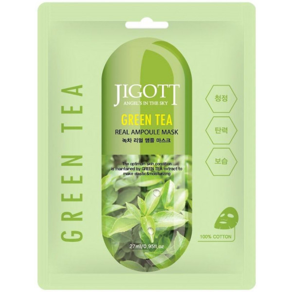 JIGOTT Тканевая маска для лица с экстрактом зеленого чая Green Tea Real Ampoule Mask (27 мл)