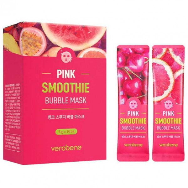 Verobene Кислородная маска-смузи с коктейлем из экстрактов красных и розовых фруктов, ягод и растений Pink Smoothie Bubble Mask (5 г)