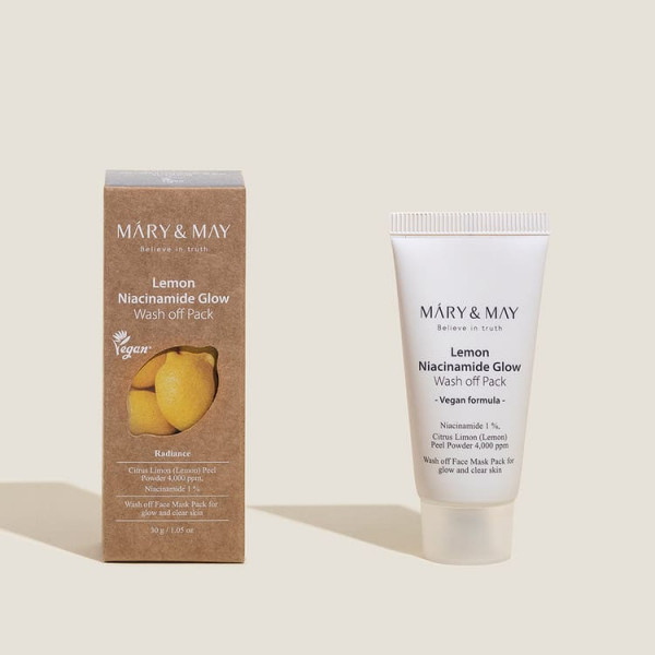 MARY & MAY Осветляющая глиняная маска для лица с лимоном и ниацинамидом Lemon Niacinamide Glow Wash Off Pack (30 г)