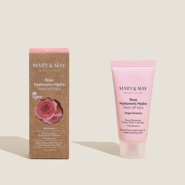 MARY & MAY Увлажняющая глиняная маска для лица с розами Rose Hyaluronic Hydra Glow Wash Off Pack (30 г)
