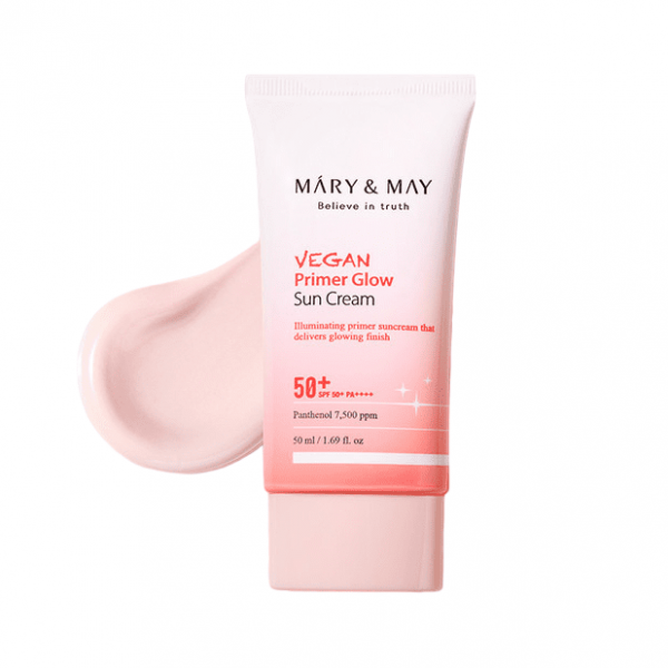 MARY & MAY Солнцезащитный крем-праймер для сияния кожи лица Vegan Primer Glow Sun Cream SPF50+ PA++++ (50 мл)