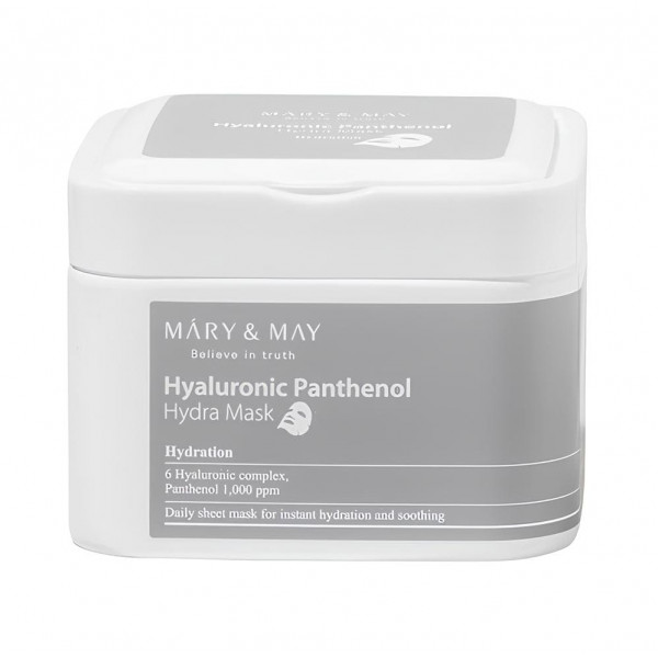 MARY & MAY Набор увлажняющих тканевых масок для лица c гиалуроновой кислотой и пантенолом Hyaluronic Panthenol Hydra Mask (30 шт)