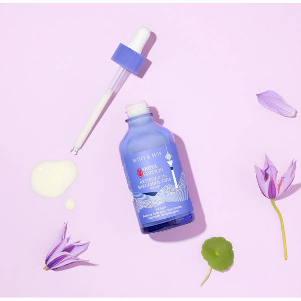 MARY & MAY Антивозрастная сыворотка для лица с ретинолом и бакучиолом Retinol 0.1% Bakuchiol CICA Serum (80 мл)