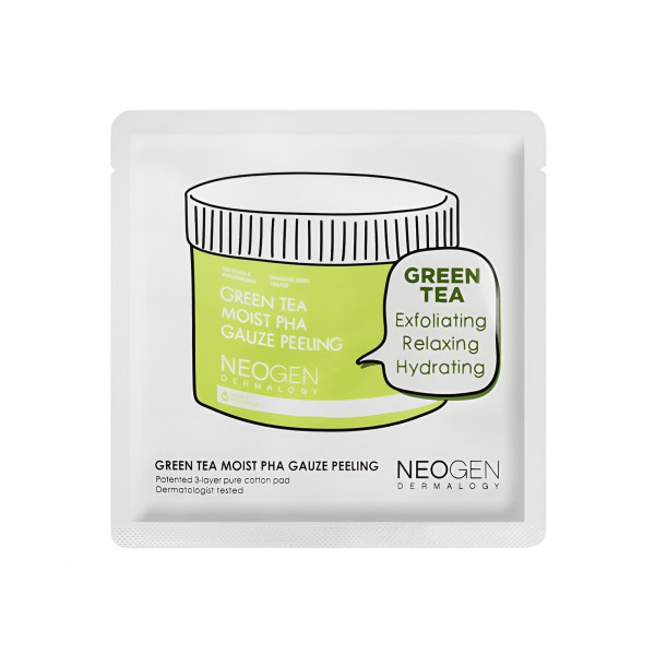 NEOGEN DERMALOGY Очищающий пилинг-пэд с зелёным чаем и кислотами Green Tea Moist PHA Gauze Peeling Pad (1 шт)