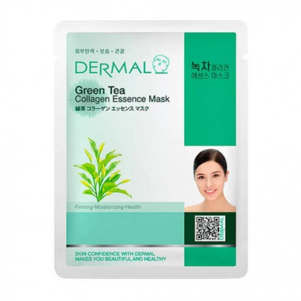 DERMAL Тканевая маска для лица с экстрактом зелёного чая и коллагеном Green Tea Collagen Essence Mask (23 мл)