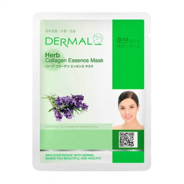 DERMAL Успокаивающая тканевая маска с экстрактами целебных трав и коллагеном Herb Collagen Essence Mask (23 мл)